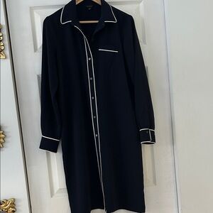 Ann Taylor Navy Button-Up Shirt Dress